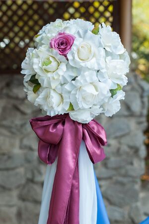 Flower wedding decoration for a wedding ceremonyの写真素材