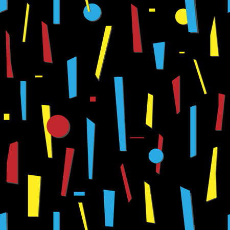 Abstract geometric seamless pattern - vector, geometric shapes on black background - fabric or...