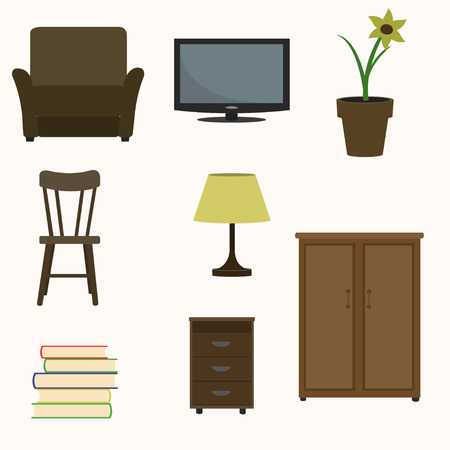 Set of home interior items.のイラスト素材