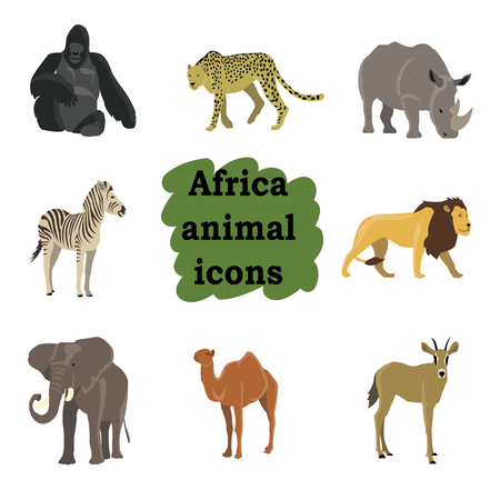 African animals cartoon vector set.のイラスト素材