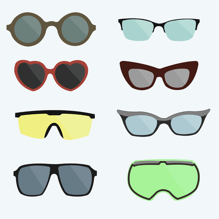 Set of protective glasses of various shapes.のイラスト素材