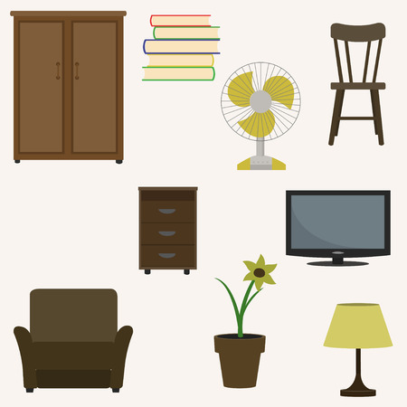 Set of home interior items.のイラスト素材