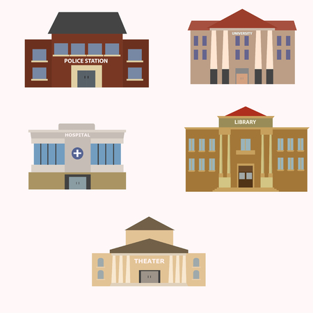 Flat colorful vector city buildings set.の写真素材