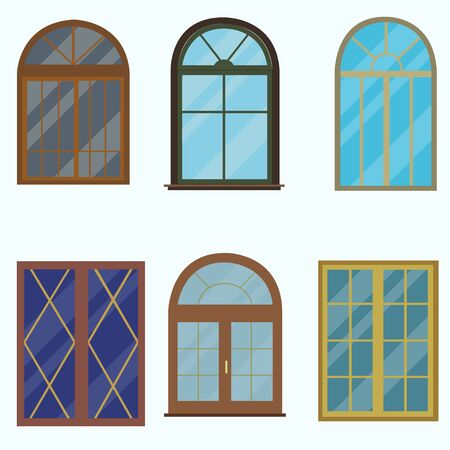 A set of classic windows for buildings. Vector illustration of a flat design.の写真素材