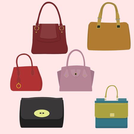 set icons of Women handbags and travel bag in sketch styleのイラスト素材