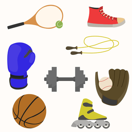 Set of sporting goods equipment and accessories for various kind of sports.のイラスト素材