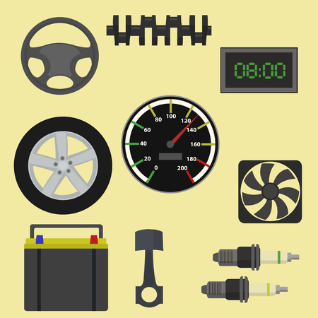 Auto parts maintenance icons for repair and accessories replacement item. Vector illustration.のイラスト素材
