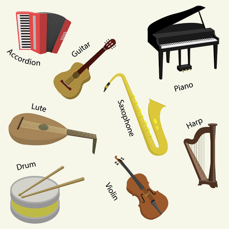 Big collection of vector music instrumentsのイラスト素材