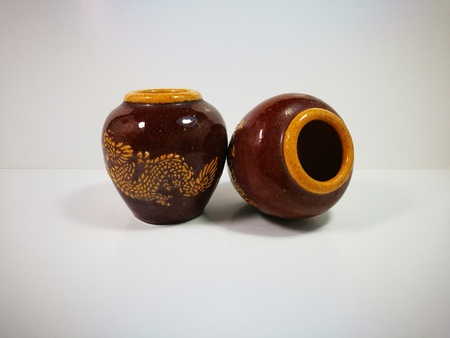 small jar From Clay Souvenir from Thailandの写真素材