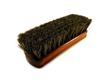 Brown horsehair brush for cleaningの写真素材