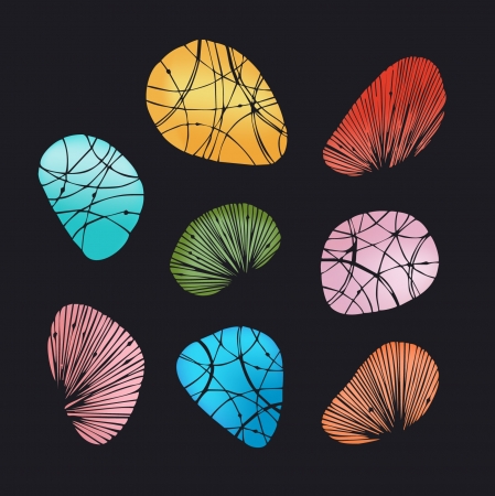 Multicolor shining decorative stones and shells.のイラスト素材