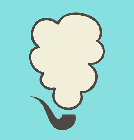 Tobacco pipe with smoke cloud and place for text. Speech and thought bubble のイラスト素材