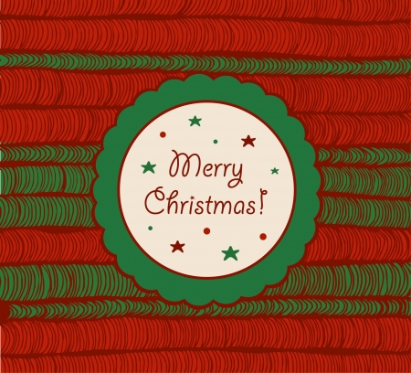 Christmas card with netting hand-drawn texture  Vintage element for xmas design  Circle frame with text  Rosette のイラスト素材
