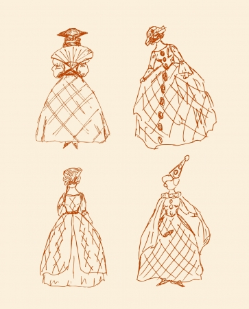 ctor, dancer  Silhouettes of ladies in theatre styleのイラスト素材