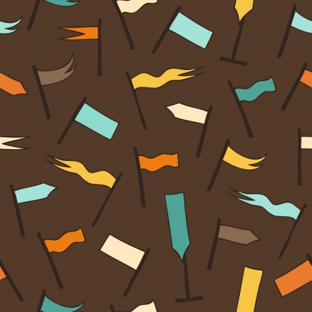 Pattern with hand drawn flags. Multicolor pennants background for web pages, crafts papers, wallpapersのイラスト素材