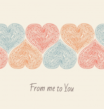 Cute design template with seamless ribbon of hearts  Decorative elements for cards, gifts, crafts のイラスト素材