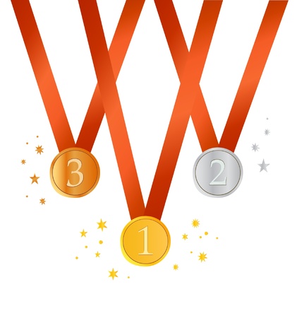 Set of medals. Gold, silver and bronze medals のイラスト素材
