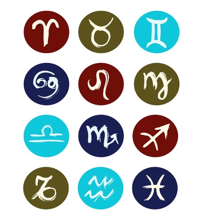 Hand drawn signs of zodiac sorted by order   set of zodiac iconsのイラスト素材