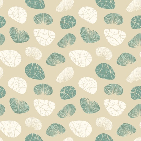 Bright seamless background with decorative stones and shells  Can be used for arts, crafts, textile, wallpapers, web pages, packagingのイラスト素材