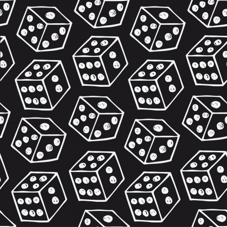 Vector image of dice  Seamless black pattern with drawn bricksのイラスト素材
