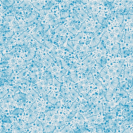 Blue floral decorative cute pattern  Lace seamless background with swirl elements, flowers and fluffのイラスト素材