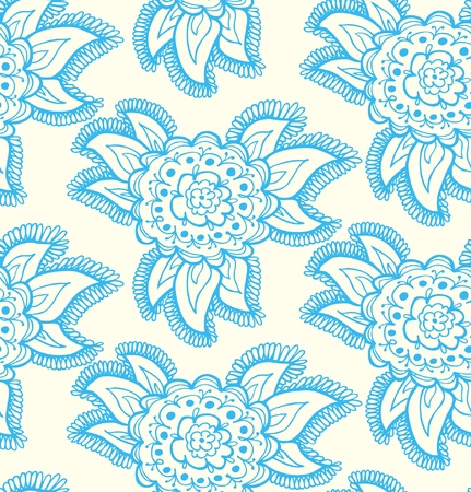 Floral decorative lace blue seamless texture  Background with ornate flowers  Cute endless ethnic patternのイラスト素材