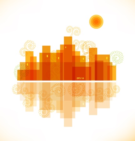 Urban landscape  Sunset  Vector stylish backgrounのイラスト素材