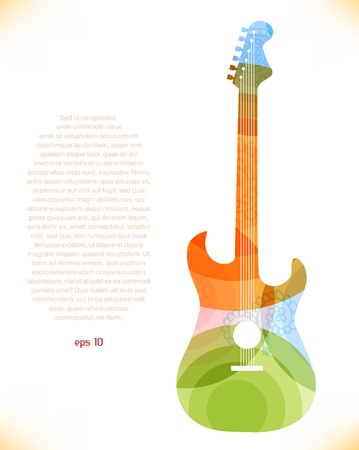 Guitar multicolor silhouetteのイラスト素材