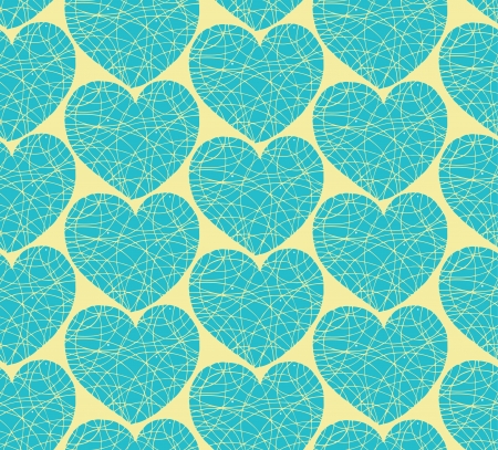 Seamless pattern with mosaic hearts  Decorative doodle textureのイラスト素材