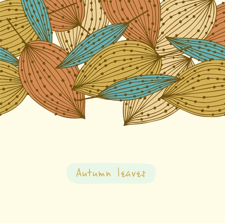 Floral retro banner  Vintage template for cards, crafts, gifts, arts, covers  Drawn cute background with leavesのイラスト素材