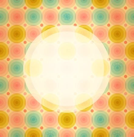 Round frame on cute baby background  Vintage banner on seamless pattern with circlesのイラスト素材