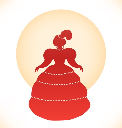 Vintage woman silhouette  Retro image of aristocratic woman  Lady in ball dressのイラスト素材