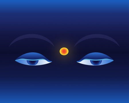 Eyes on deep blue background in asian style  のイラスト素材