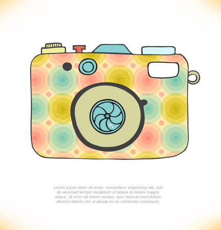 Vector illustration of detailed isolated icon of camera in retro styleのイラスト素材