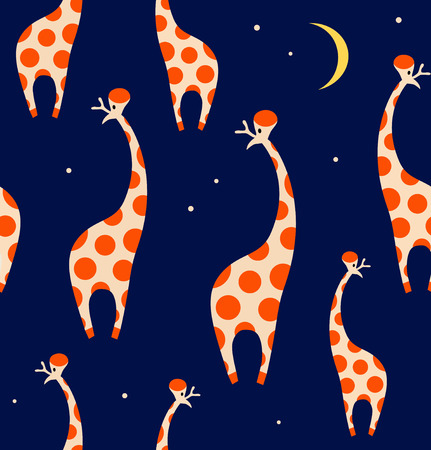 Seamless decorative pattern with funny giraffes. Cute colorful textureのイラスト素材