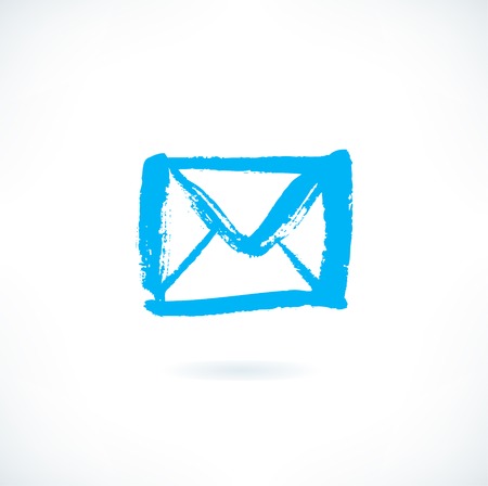 Drawn silhouette of letter icon on white background. Image of isolated envelope in grunge styleのイラスト素材