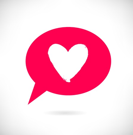 Drawn heart silhouette in red speech bubble. Symbol of loveのイラスト素材