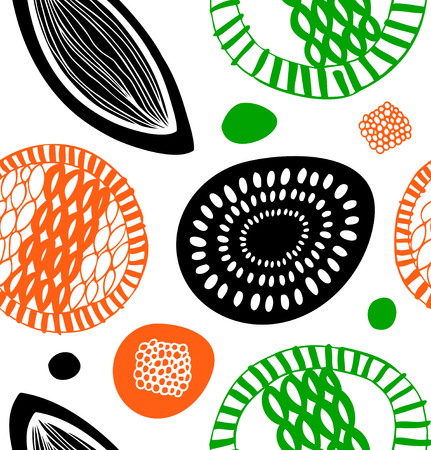 Decorative pattern in scandinavian style. Abstract background with colorful shapesのイラスト素材