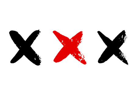 Set of ink painted crosses. Vector collectionのイラスト素材