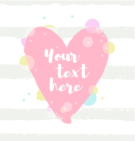 Valentines day cute card with heart, hand drawn design elements for prinst, posters, invitations, gifts, love bannerのイラスト素材