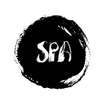Spa. Relax. Ink hand drawn lettering in circle. Modern vector calligraphyのイラスト素材