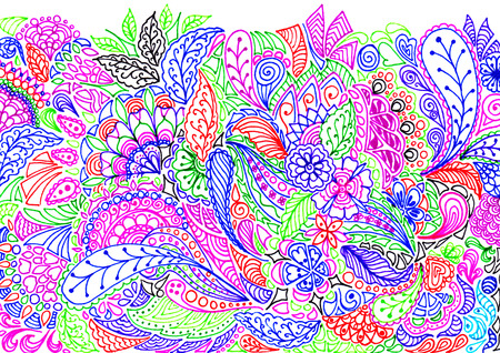 Doodle colorful rainbow floral background texture wallpaper.の写真素材