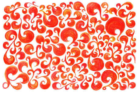 Red orange yellow swirl doodle vector pattern background.のイラスト素材