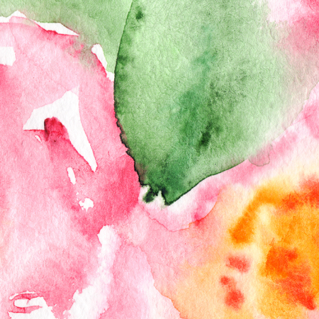 Watercolor pink green floral texture pattern background.の写真素材