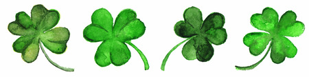 Watercolor vector clover shamrock border set isolated.のイラスト素材