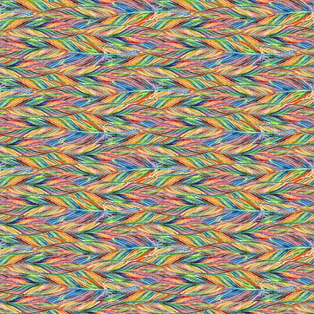 Rainbow colorful bird feather braid seamless pattern texture background.