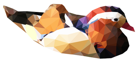 Triangle geometric mandarin duck bird animal isolated vector.のイラスト素材