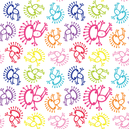 Colorful doodle alien frog seamless pattern background texture.の写真素材
