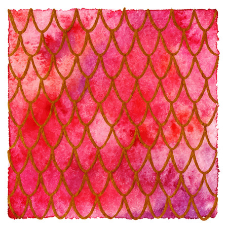 Dragon skin scales red gold ruby vector pattern texture background.のイラスト素材
