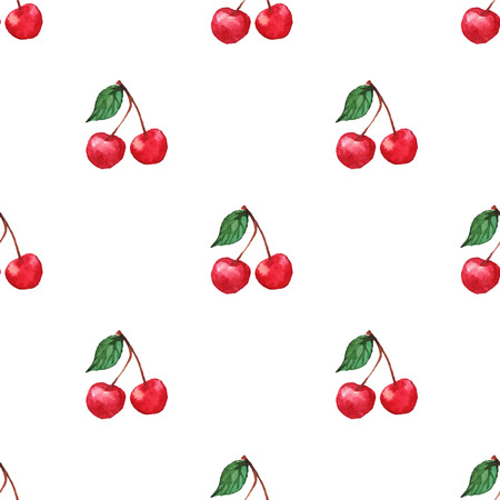 Watercolor cherry berries seamless pattern texture background .のイラスト素材